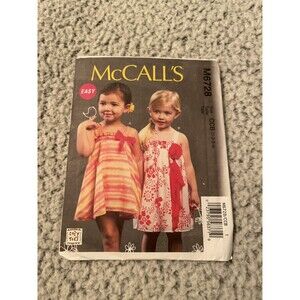 McCall's M6728 Sewing Pattern Girls Easy Lined Dress Size 1-4 Ruffles Lace